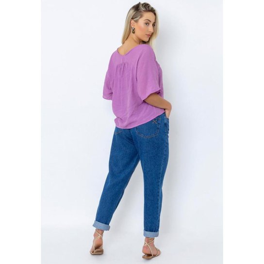 Camisa Cropped Botões Feminina Le Julie