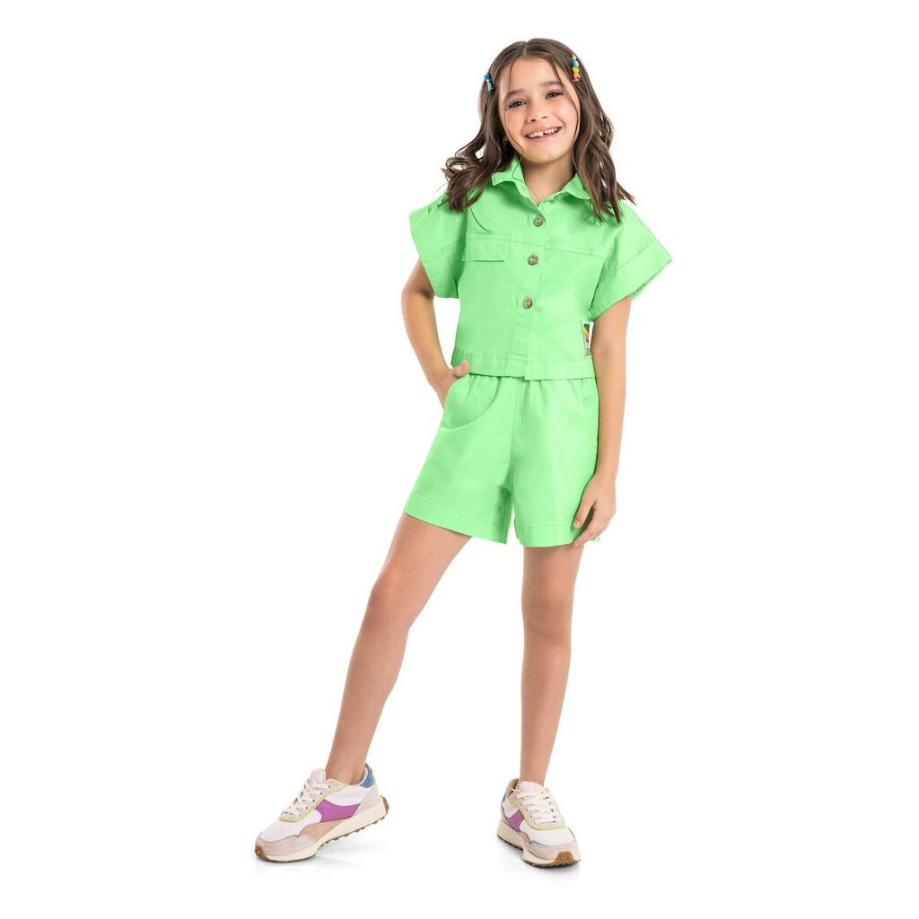 Camisa Cropped em Sarja Gloss