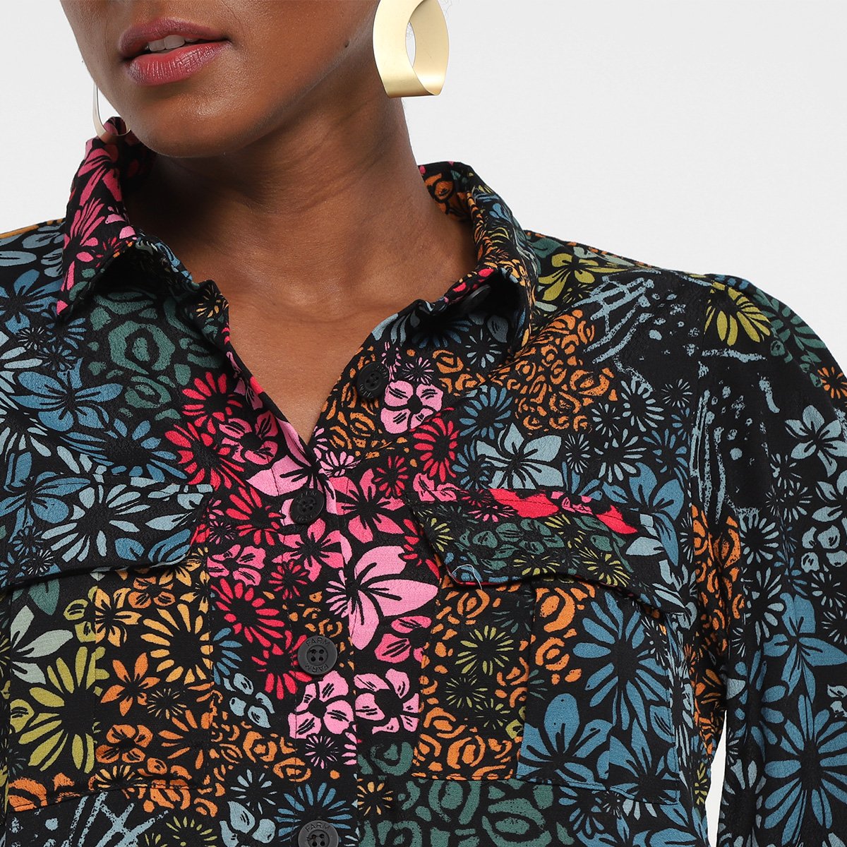 Camisa Cropped Farm Onça Flor Manga 3/4 Feminina - 2