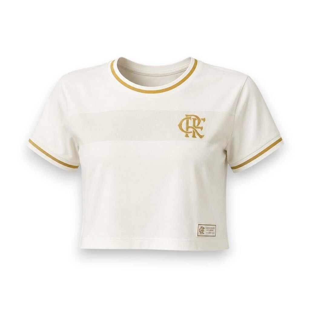 camisa Cropped Flamengo Jacquard Feminino Off White Oficial