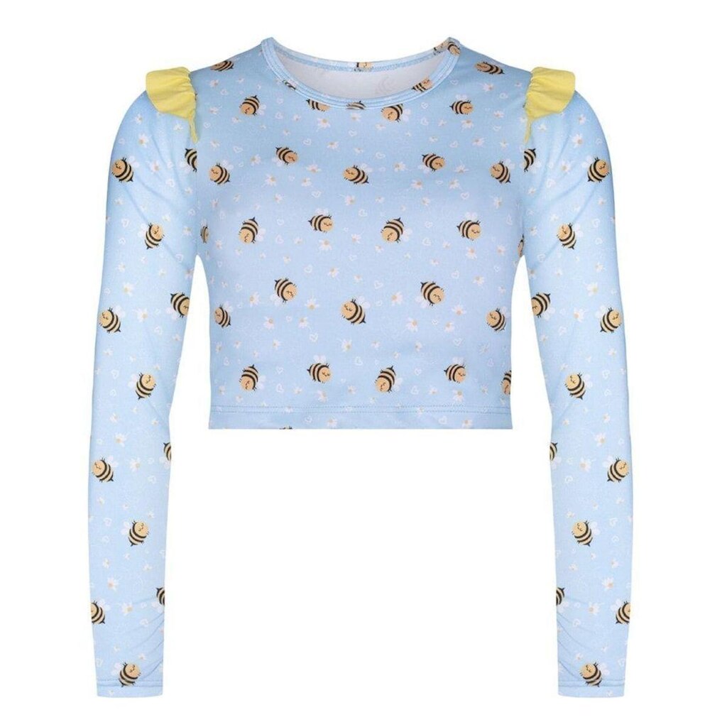 Camisa Cropped Selene Manga Longa Infantil - Azul 2
