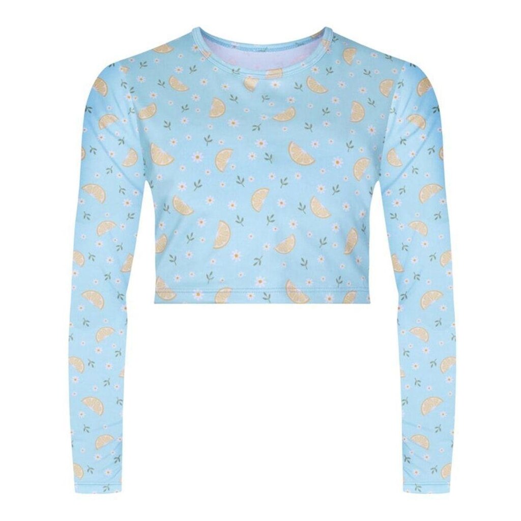 Camisa Cropped Selene Manga Longa Juvenil - Azul 14