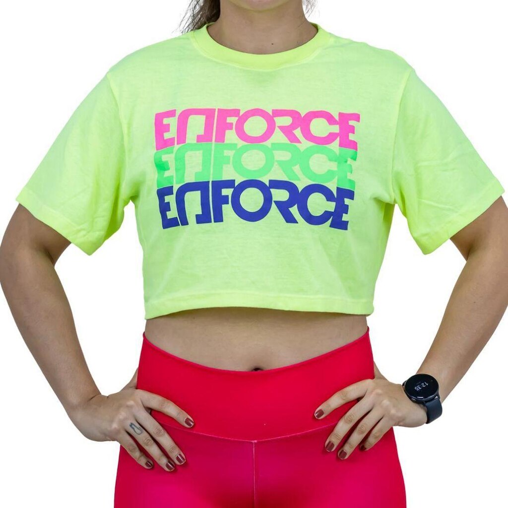 Camisa Cropped Top Academia Treino Enforce Amarelo