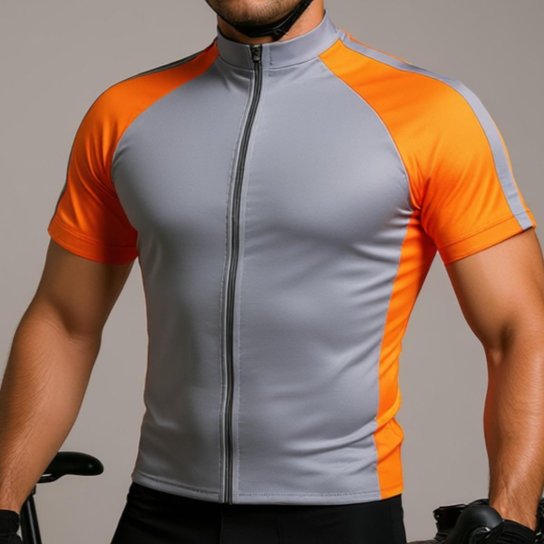 Camisa de Ciclismo DeA Collection Zíper Total EM COM BOLSO COSTA-MASCULINO - Cinza+Laranja Menor preço em Camisa de Ciclismo DeA Collection Zíper Total EM COM BOLSO COSTA-MASCULINO - Cinza+Laranja