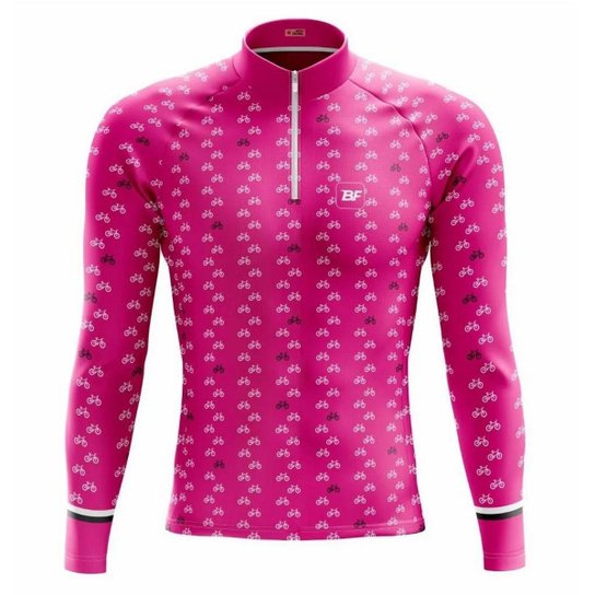 Camisa de ciclismo feminina manga longa Be Fast Classic Bikes - Rosa