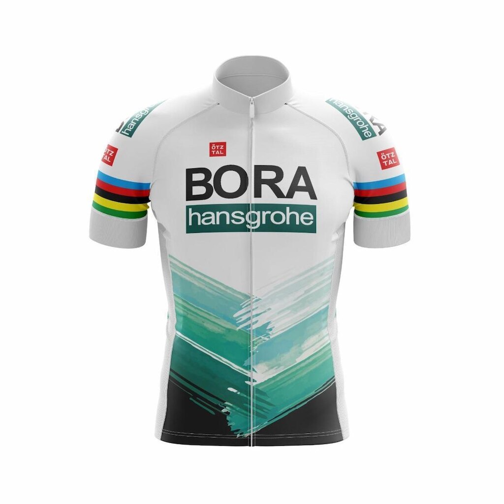 Camisa de Ciclismo Masculina Bora Verde e Branca Equipe MTB