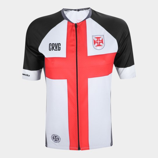 Camisa de Ciclismo Vasco da Gama Templária Masculina - Branco+Vermelho Menor preço em Camisa de Ciclismo Vasco da Gama Templária Masculina - Branco+Vermelho