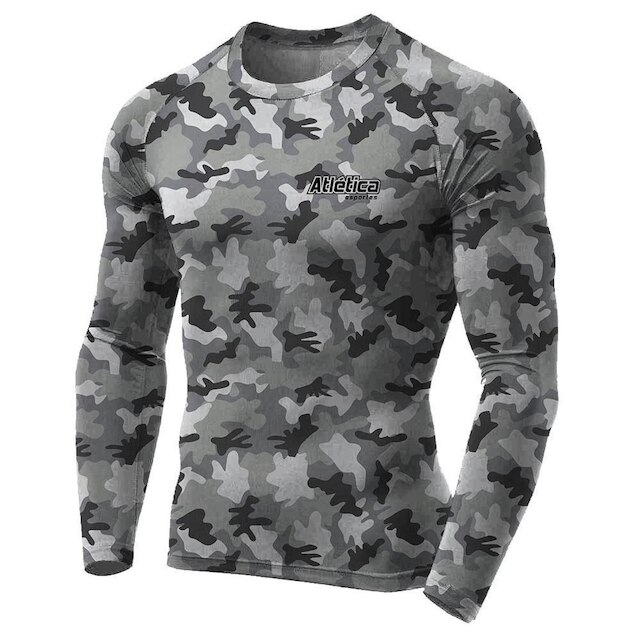 Camisa de Compressão Atlética Camuflada Masculina - Cinza é boa?