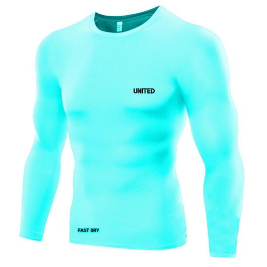 Camisa de compressão térmica United Pro Proteção Solar FPU50 Manga Longa Rash Guard - Preto - G - Azul Claro Menor preço em Camisa de compressão térmica United Pro Proteção Solar FPU50 Manga Longa Rash Guard - Preto - G - Azul Claro