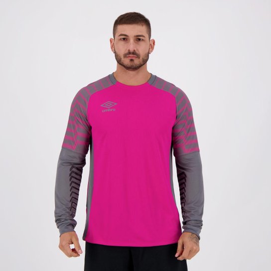 Camisa de Goleiro Umbro Octos Manga Longa Masculina - Rosa+Grafite Menor preço em Camisa de Goleiro Umbro Octos Manga Longa Masculina - Rosa+Grafite