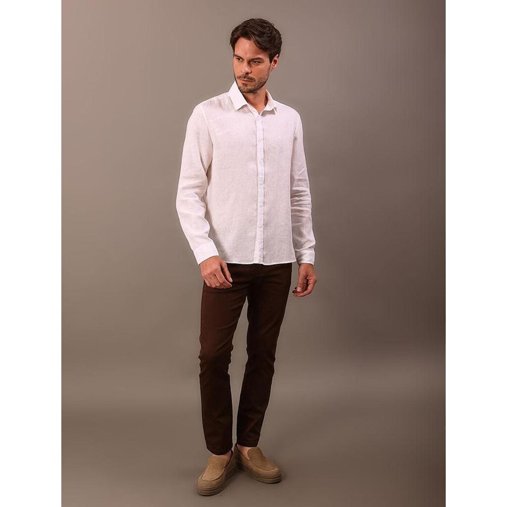 Camisa de Manga Longa  em Linho Calvin Klein