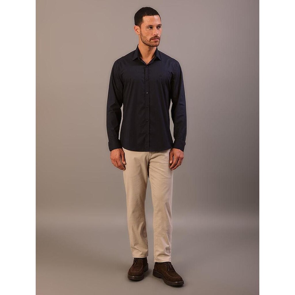 Camisa de Manga Longa  Regular Estampa Ck Bordada Calvin Klein