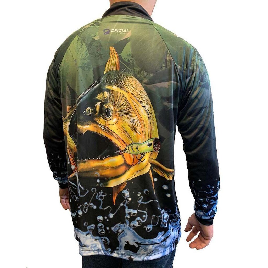 Camisa de Pesca Proteção Solar UV Dourado + Bandana - Oficial da Pesca