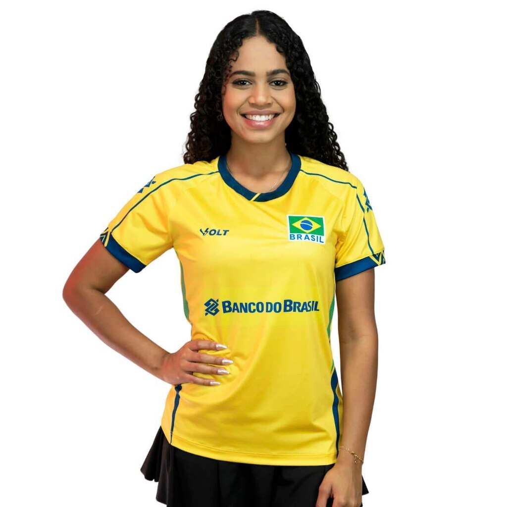 Camisa de Vôlei Brasil 2025 Amarela Feminina