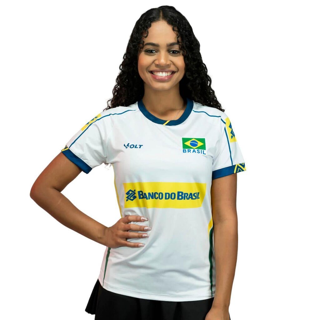 Camisa de Vôlei Brasil 2025 Branca Feminina