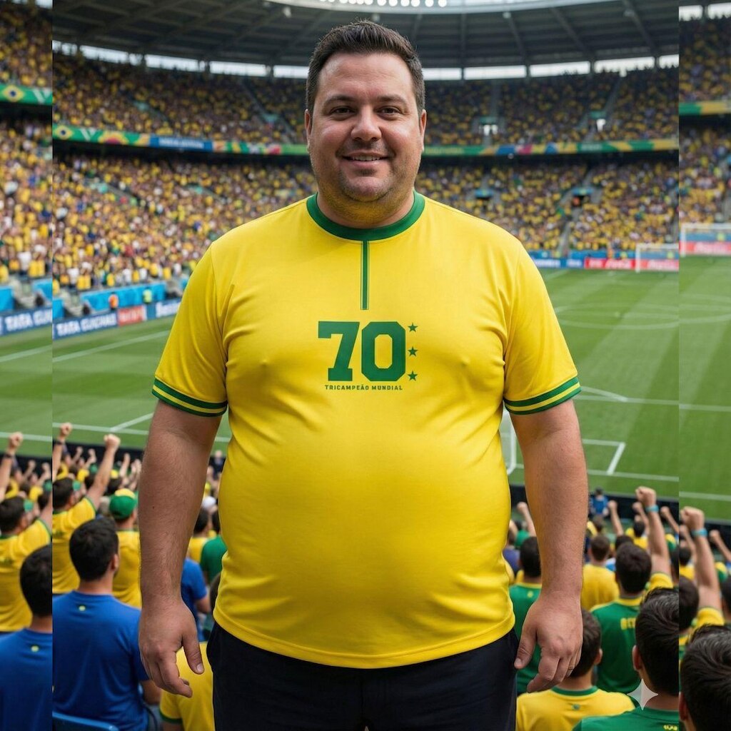 Camisa do Brasil Masculina Amarela Tri Copa 70
