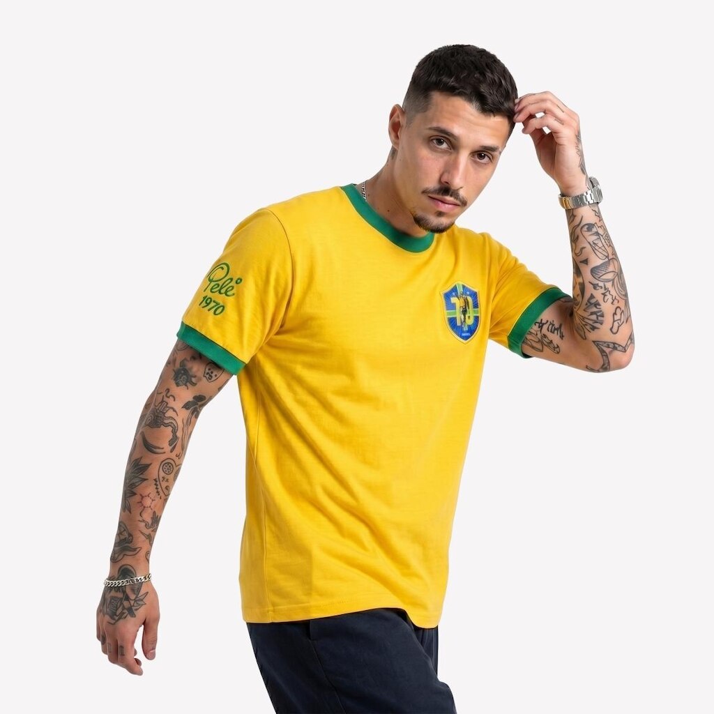 Camisa do Brasil Masculina Retro Pele 1970 Athleta