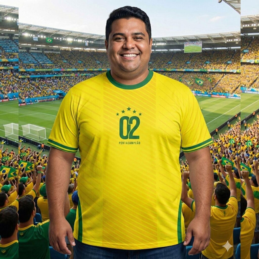 Camisa do Brasil Plus Size Amarela Penta 2002 Copa R9