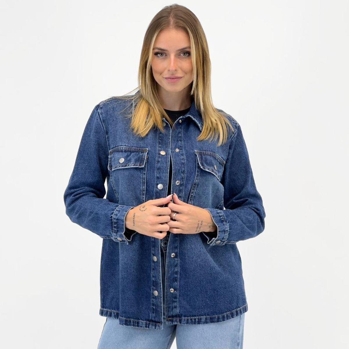 Camisa Doce Trama Jeans Manga Longa