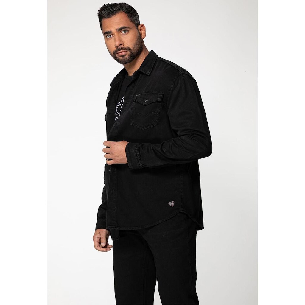 Camisa em Sarja Estonada Preto