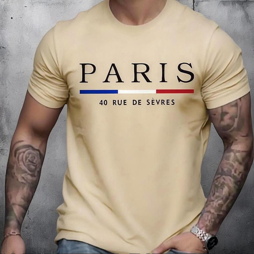 Camisa Estampada Masculina Paris Leve Macia de Algodão