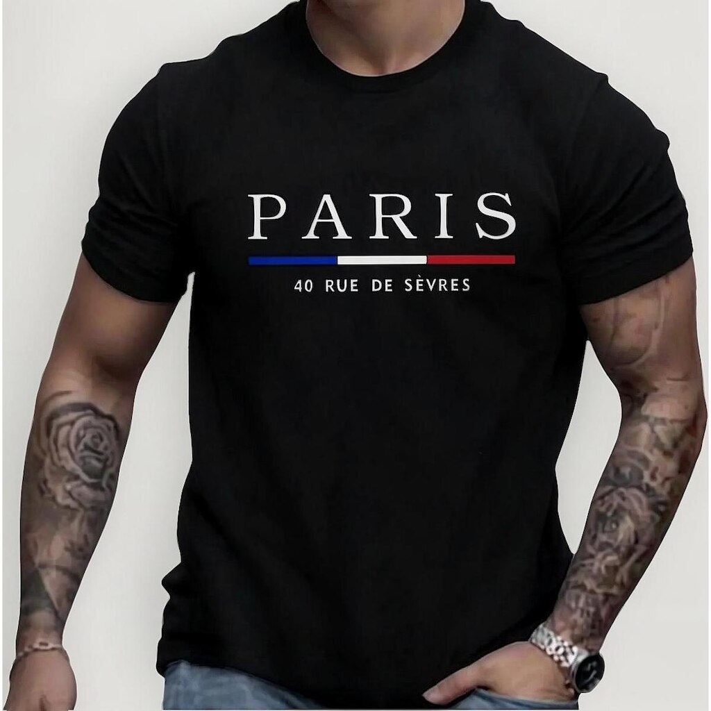Camisa Estampada Paris Em Algodão 30.1 Moderna Fresca Academia Passeio