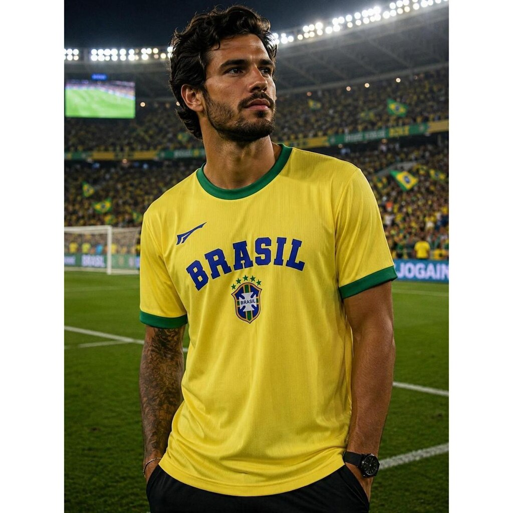 Camisa Estilo Brasil Canarinha Masculina Número 10