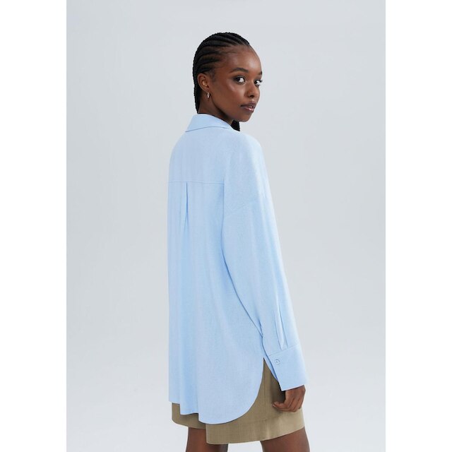 Camisa Feminina Alongada Manga Longa Com Linho Hering