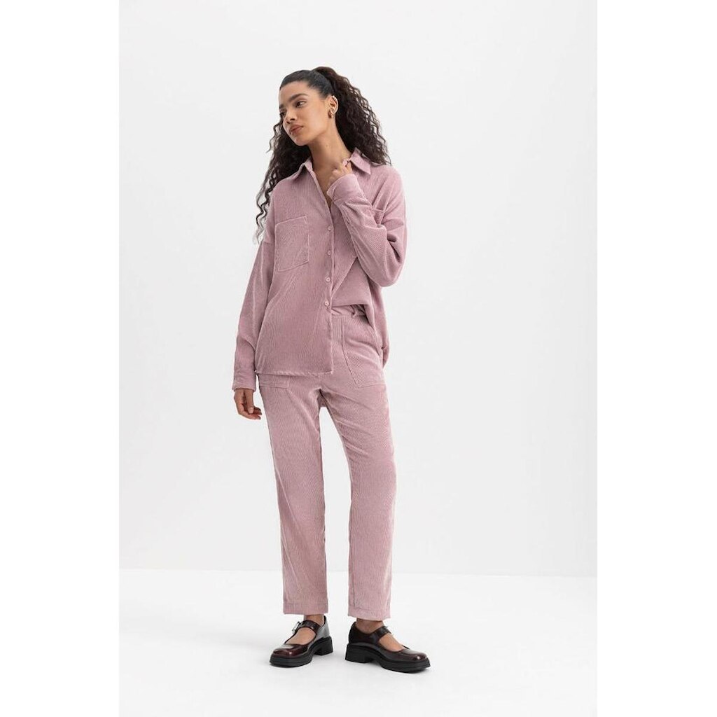 Camisa Feminina De Veludo Essendi Rosa Claro