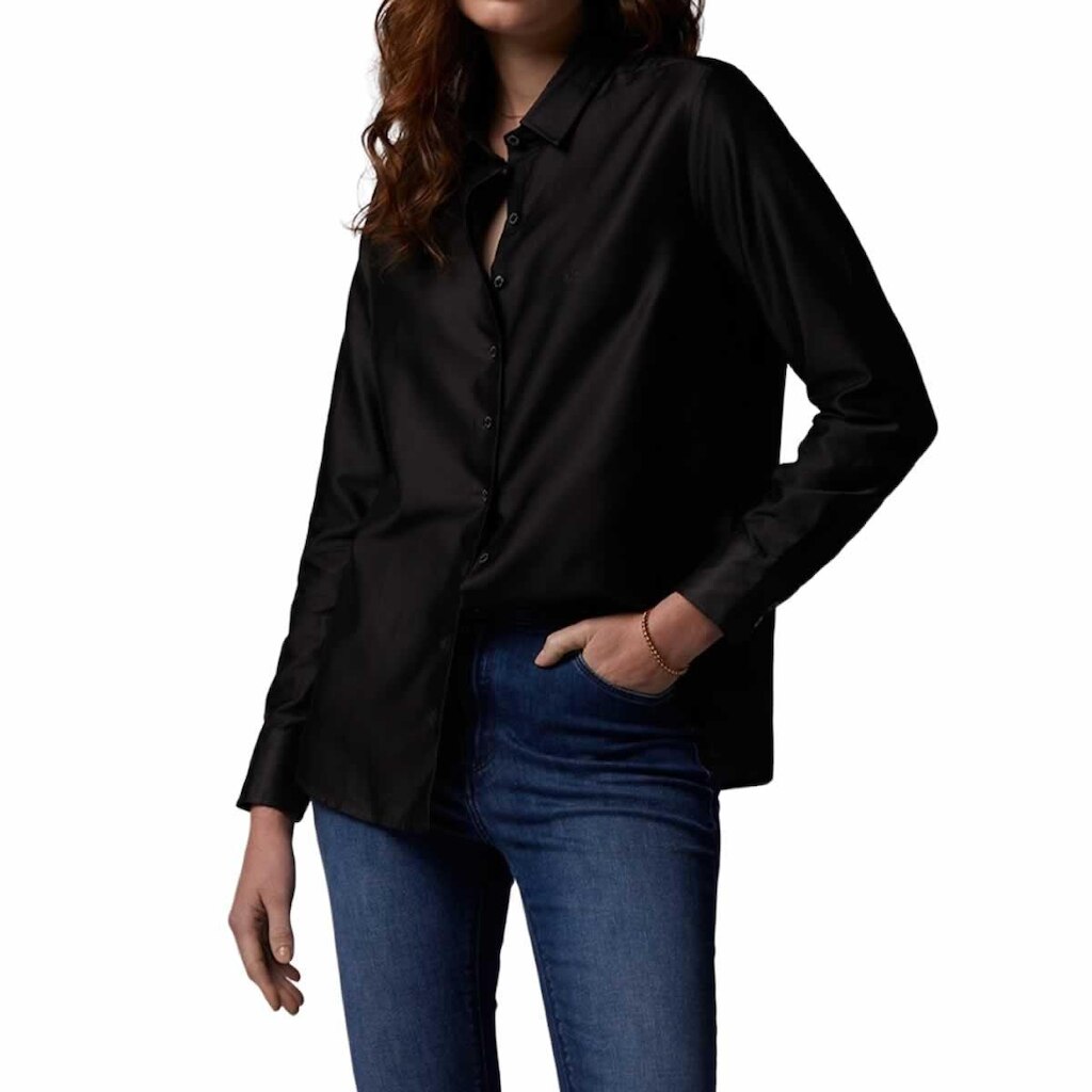 Camisa Feminina Dudalina ML Regular Tricoline Preta - 530103