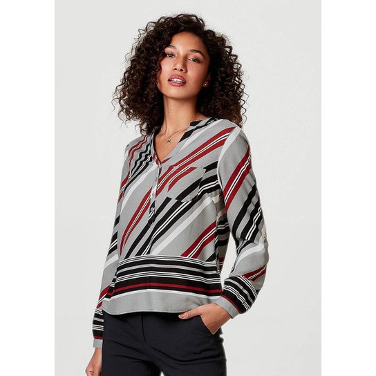 Camisa Feminina Estampada Com Gola Padre - K0P92DSI3 - Cinza é ruim? Camisa Feminina Estampada Com Gola Padre - K0P92DSI3 - Cinza é boa?