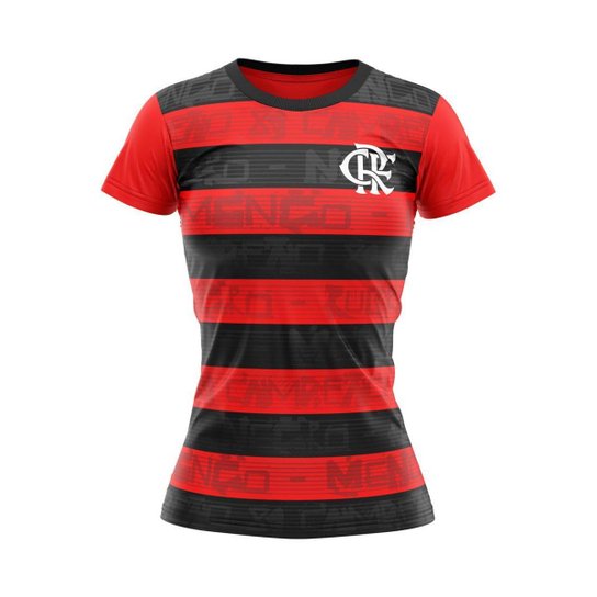 Camisa Feminina Flamengo Shout Vermelho E Preto Oficial - Vermelho+Preto Menor preço em Camisa Feminina Flamengo Shout Vermelho E Preto Oficial - Vermelho+Preto