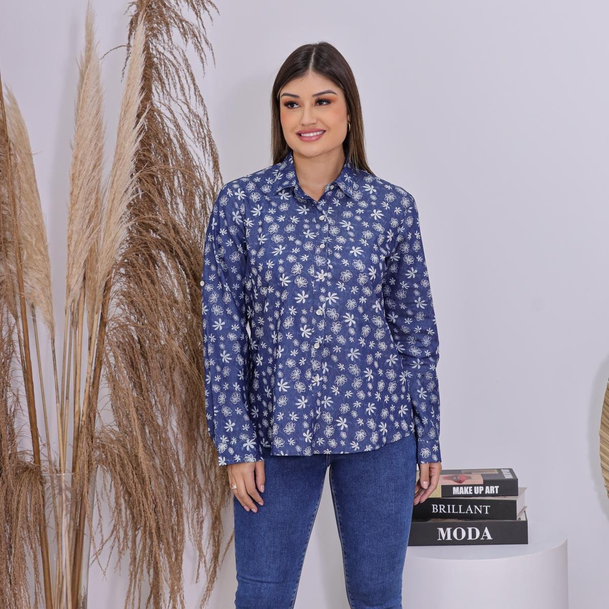 Camisa Feminina Jeans Premium Manga Longa com abotoamento frontal estampado com manga é ruim? Camisa Feminina Jeans Premium Manga Longa com abotoamento frontal estampado com manga é boa?