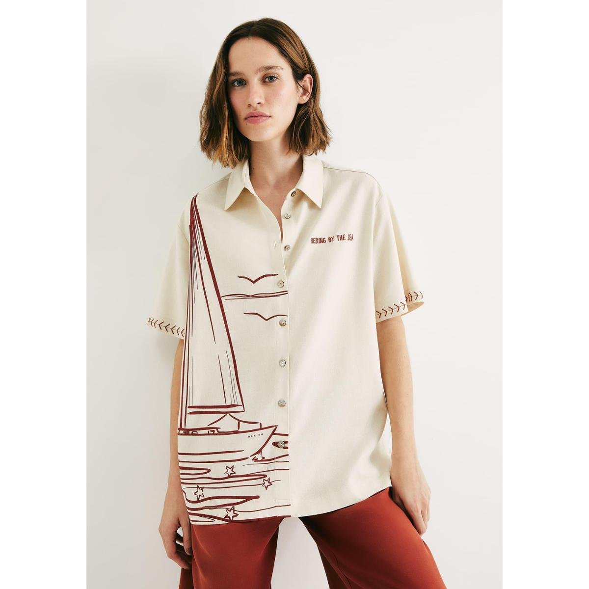 Camisa Feminina Manga Curta Estampada