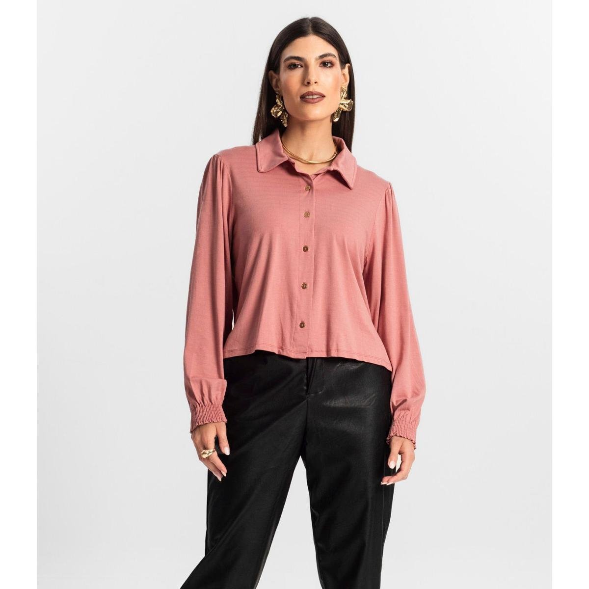 Camisa Feminina Manga Longa Endless Rosa Menor preço em Camisa Feminina Manga Longa Endless Rosa