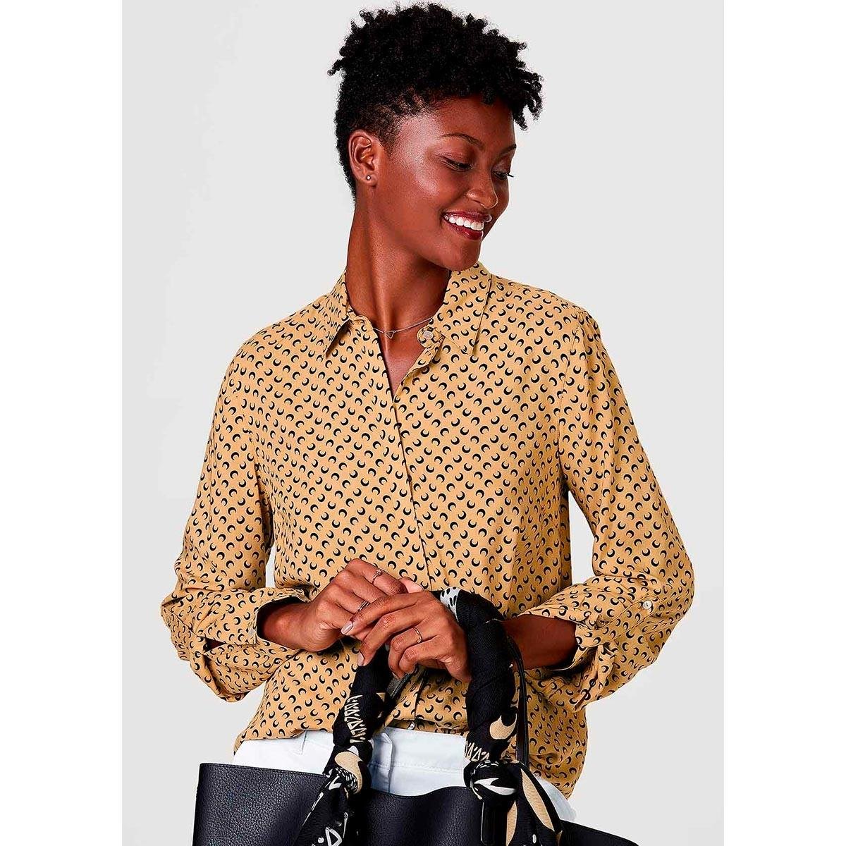 camisa feminina manga longa estampada