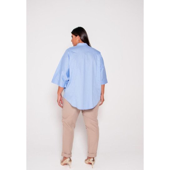 Camisa Feminina Plus Size Oversized Tricoline