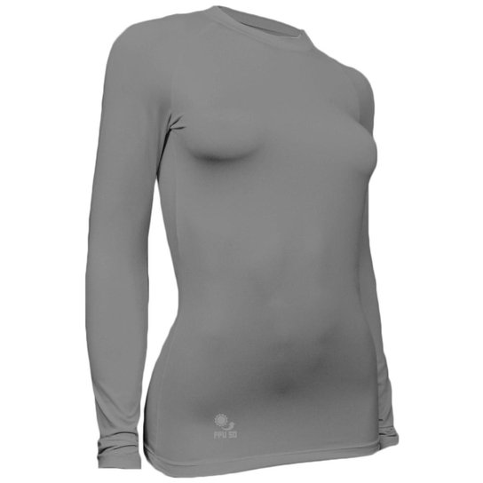 Camisa Feminina Térmica Stigli Pro Proteção Solar FPU 50+ Manga Longa Rash Guard - Cinza Menor preço em Camisa Feminina Térmica Stigli Pro Proteção Solar FPU 50+ Manga Longa Rash Guard - Cinza