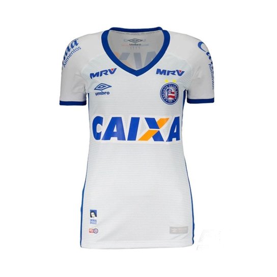 Camisa Feminina Umbro Bahia I 2016 - Branco+Azul
