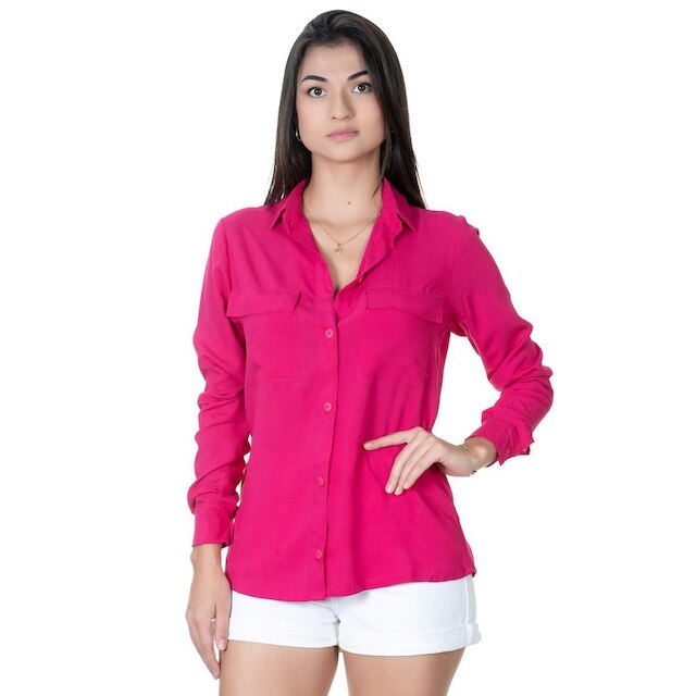 Camisa Feminina Viscolinho Manga Longa