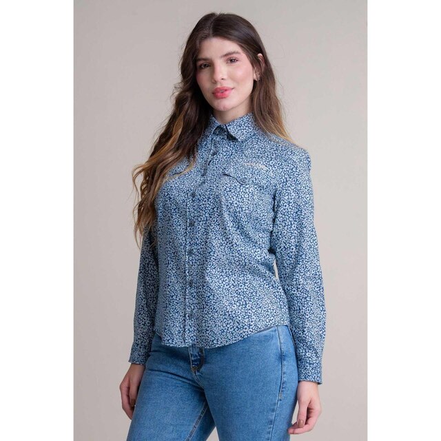CAMISA FEMININA WESTERN TEXAS FARM - PATTERNED - CAF159 - JEANS