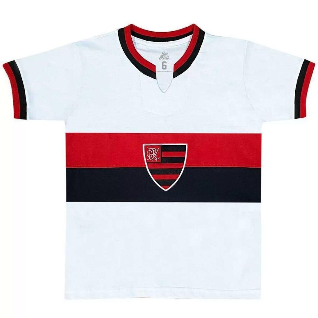 Camisa Flamengo 1976 Retrô Infantil Juvenil Branca