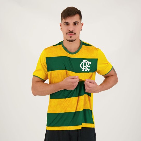 Camisa Flamengo Brasil Borari Amarela - Amarelo Menor preço em Camisa Flamengo Brasil Borari Amarela - Amarelo