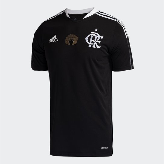 Camisa Flamengo Dia Consciência Negra 21/22 s/n° Torcedor Adidas Masculina - Preto Menor preço em Camisa Flamengo Dia Consciência Negra 21/22 s/n° Torcedor Adidas Masculina - Preto