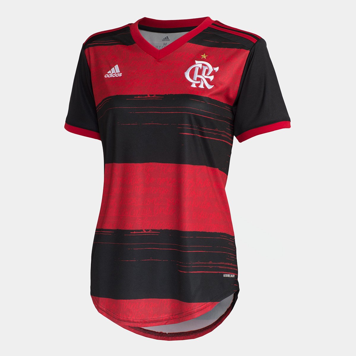 Camisa Flamengo I 20/21 s/n° Torcedor Adidas Feminina Preto+