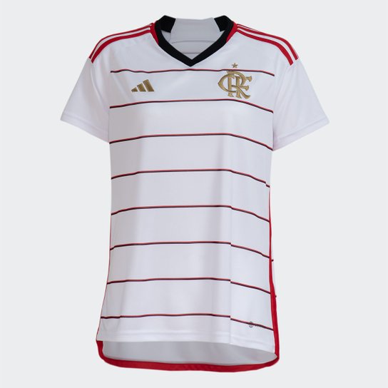 Camisa Flamengo II 23/24 s/n° Torcedor Adidas Feminina - Branco+Vermelho Menor preço em Camisa Flamengo II 23/24 s/n° Torcedor Adidas Feminina - Branco+Vermelho