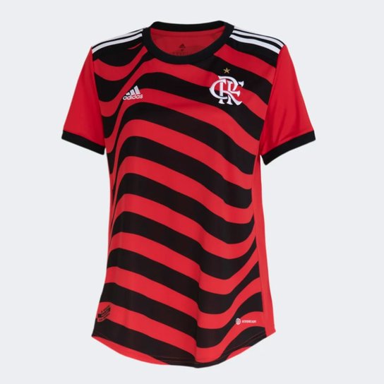 Camisa Flamengo III 22/23 s/nº Torcedor Adidas Feminina - Vermelho+Preto Menor preço em Camisa Flamengo III 22/23 s/nº Torcedor Adidas Feminina - Vermelho+Preto