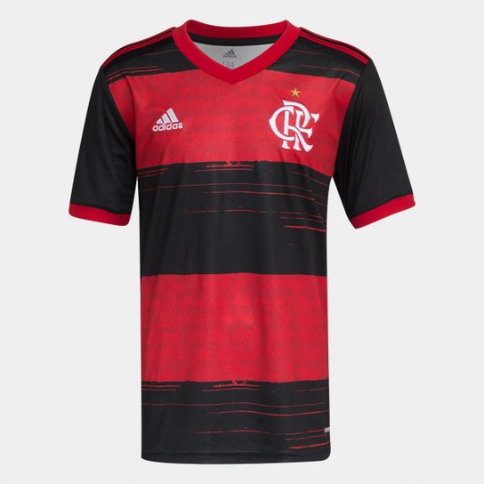 Camisa Flamengo Infantil I 20/21 s/n° Torcedor Adidas - Preto+Vermelho Menor preço em Camisa Flamengo Infantil I 20/21 s/n° Torcedor Adidas - Preto+Vermelho