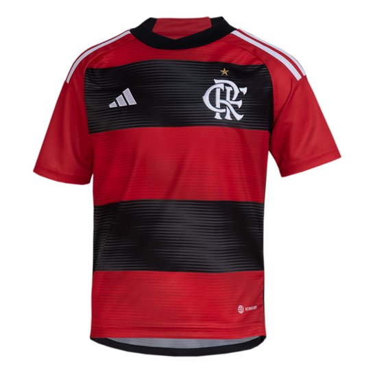 Camisa Flamengo Infantil I 23/24 s/n° Torcedor Adidas Masculina - Vermelho+Preto Menor preço em Camisa Flamengo Infantil I 23/24 s/n° Torcedor Adidas Masculina - Vermelho+Preto