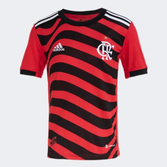 Camisa Flamengo Juvenil III 22/23 s/n° Torcedor Adidas - Vermelho+Preto Menor preço em Camisa Flamengo Juvenil III 22/23 s/n° Torcedor Adidas - Vermelho+Preto
